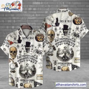 Skull Devil Sign Symbols Horror Movie Halloween All Over Print 3D Hawaiian Shirt 1