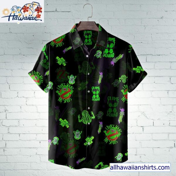 Slimer Squad Ghostbusters Horror Movie Halloween All Over Print 3D Hawaiian Shirt Black 1