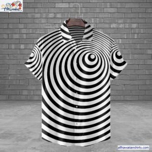Abstract Black And White Spiral Horror Movie Halloween All Over Print 3D Hawaiian Shirt 1