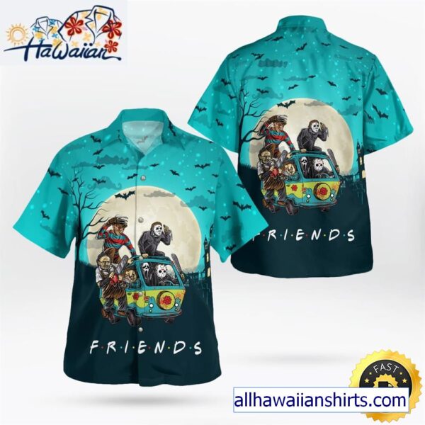 Horror Characters Friends Halloween Hawaiian Shirt 1