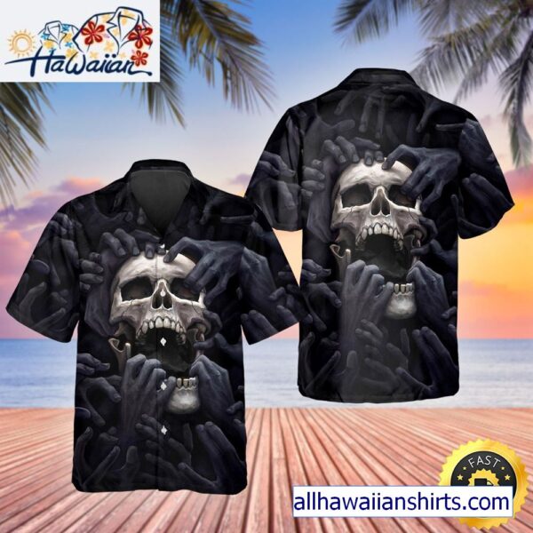 Horror Skull Nightmare Aloha Beach Skulls Summer Hawaiian Shirt 1