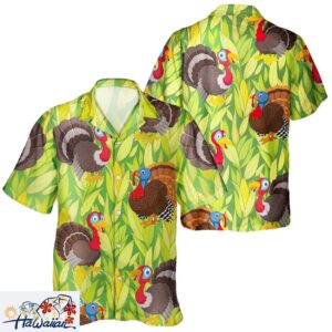 Exclusive Turkey with Autumn Pumpkin Leaf Unisex Thanksgiving Shirt Trendy Aloha 1