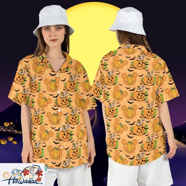 Chip Dale Pumpkin Halloween Double Trouble Disney Aloha Shirt Trendy Aloha 1