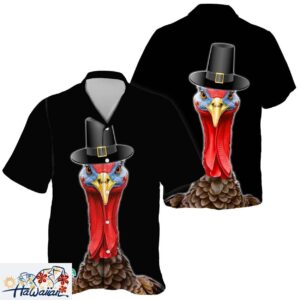 Turkey Enthusiast Unisex Hawaiian Shirt with Fall Pumpkin Leaf Pattern Trendy Aloha 1