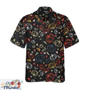 Thanksgiving Pumpkin Pattern Mens Hawaiian Shirt Festive Unique Trendy Aloha 1