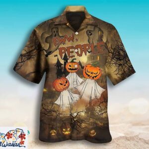 Eww People Pumpkin Ghost Funny Halloween Hawaiian Shirt Unisex Trendy Aloha 1