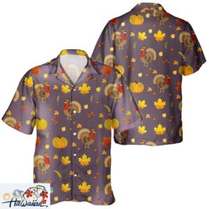 Thanksgiving Day Turkey Pumpkin Unisex Hawaiian Aloha Shirt Trendy Aloha 1