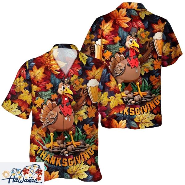 Festive Unisex Turkey Thanksgiving Day Pumpkin Aloha Shirt Trendy Aloha 1
