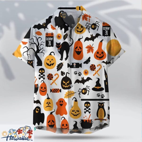 Spooky Pumpkin Jack o lantern Unisex Hawaiian Halloween Shirt Trendy Aloha 1