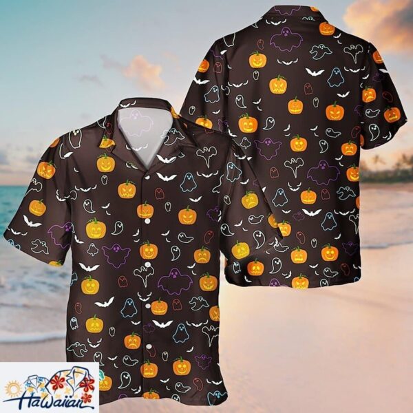Unisex 3D Pumpkin Aloha Short Sleeve Halloween Hawaiian Shirt Trendy Aloha 1