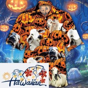 Happy Halloween Brahman Pumpkin All Over Printed 3D Hawaiian Shirt Trendy Aloha 1