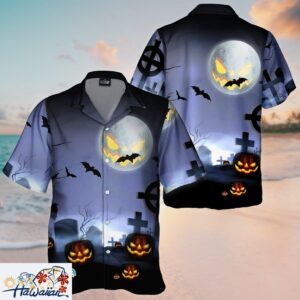 Pumpkin Halloween Night Unisex Aloha Hawaiian Short Sleeve Shirt Trendy Aloha 1