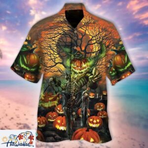 Jack o Lantern Pumpkin Field Halloween Premium Hawaiian Shirt Trendy Aloha 1