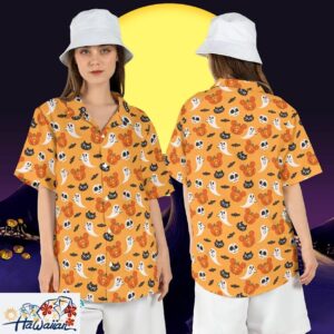 Mickey Pumpkin Halloween Ghost Spooky Disneyland Party Shirt Trendy Aloha 1