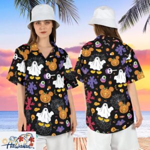 Mickey Mouse Ghost Pumpkin Trick Treat Disneyland Halloween Tee Trendy Aloha 1