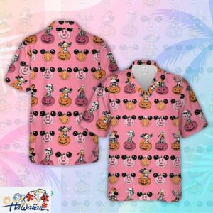 Mickey Pumpkin Spooky Hawaiian Season Beach Shirt with Friends Print Trendy Aloha 1