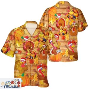 Hawaiian Turkey Lovers Unisex Shirt for Thanksgiving Pumpkin Theme Trendy Aloha 1