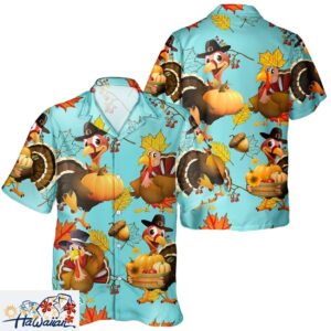 Turkey Enthusiast Unisex Aloha Shirt Thanksgiving Pumpkin Leaf Trendy Aloha 1