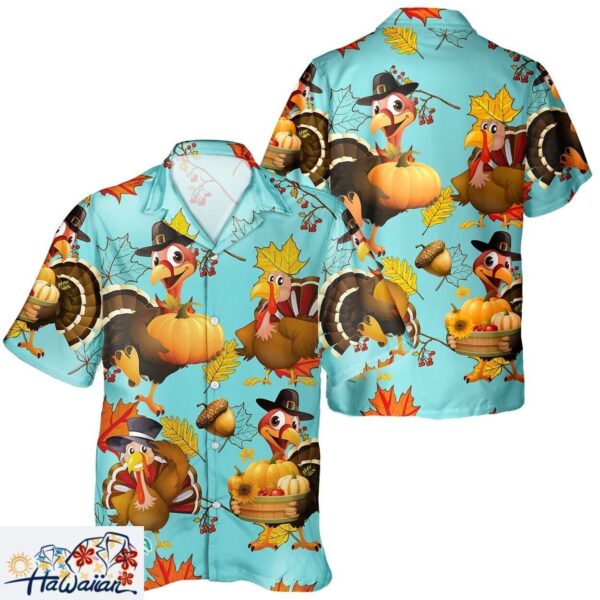 Turkey Enthusiast Unisex Aloha Shirt Thanksgiving Pumpkin Leaf Trendy Aloha 1