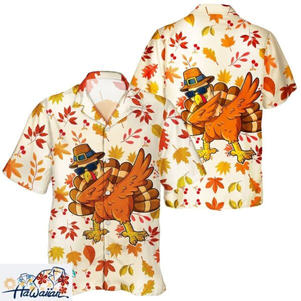 Fall Turkey alongside Pumpkin Leaf Unisex Thanksgiving Hawaiian Outfit Trendy Aloha 1