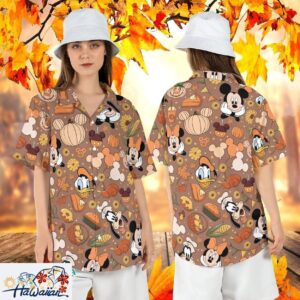 Mickey Friends Thanksgiving Pumpkin Autumn Hawaiian Aloha Tee Trendy Aloha 1