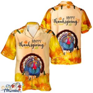 Turkey Pumpkin Thanksgiving Unisex Hawaiian Shirt for Autumn Fest Trendy Aloha 1