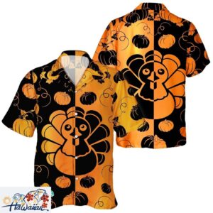Thanksgiving Pumpkin Leaf alongside Turkey Unisex Hawaiian Aloha Gear Trendy Aloha 1