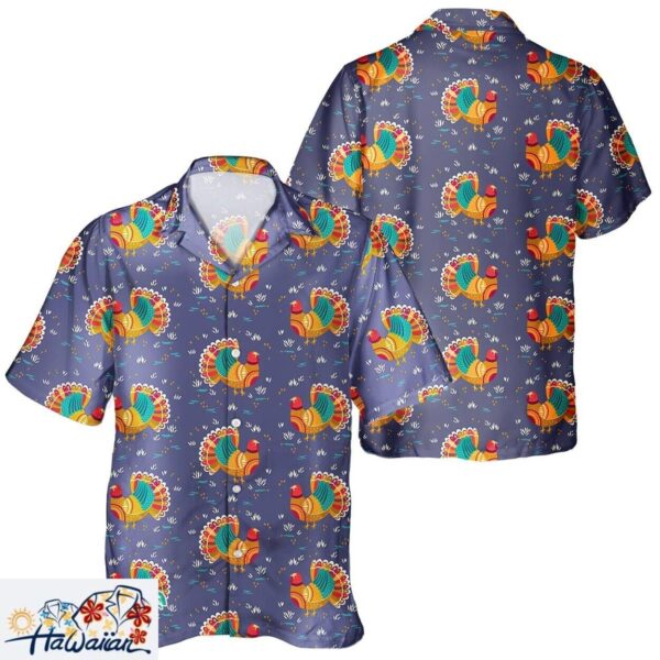 Unisex Autumn Pumpkin Leaves Thanksgiving Turkey Festive Aloha Shirt Trendy Aloha 1