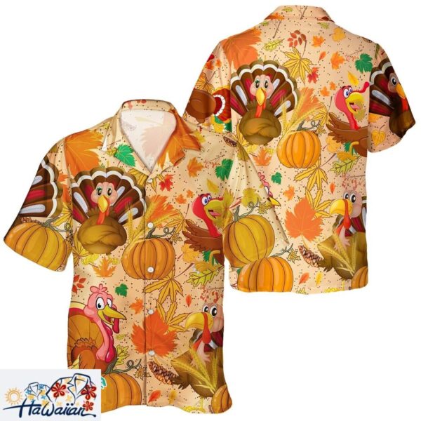Thanksgiving Day Turkey Pumpkin Unisex Hawaiian Fall Shirt for Lover Trendy Aloha 1