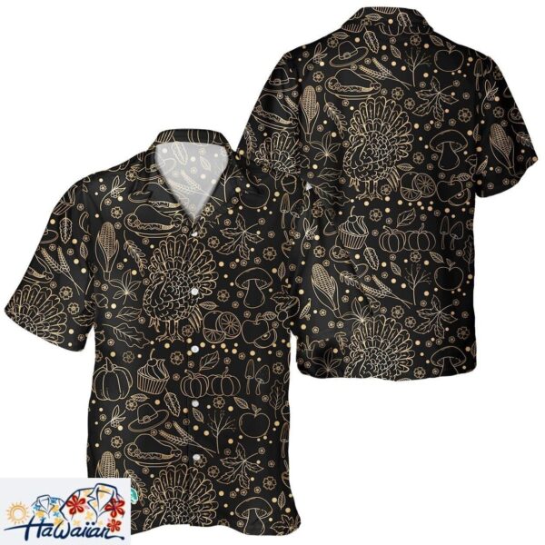 Autumn Pumpkin Leaves Unisex Hawaiian Shirt for Turkey Day Lovers Trendy Aloha 1