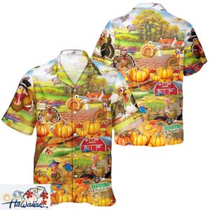 Turkey Farm Pumpkin Unisex Fall Aloha Thanksgiving Day Shirt Trendy Aloha 1