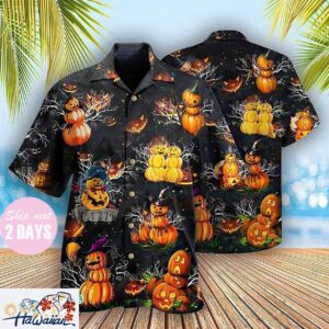 Halloween Pumpkin Tropical Soft Aloha Shirt for Beach Summer Fun Trendy Aloha 1