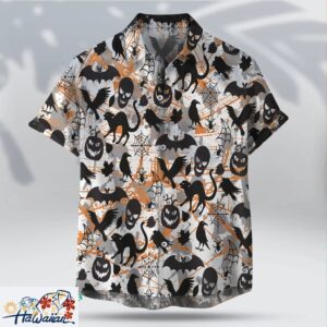 Retro Spooky Pumpkin Halloween Unisex Casual Hawaiian Shirt Trendy Aloha 1