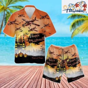 Cessna 208 Halloween Hawaiian Shirt And Short
