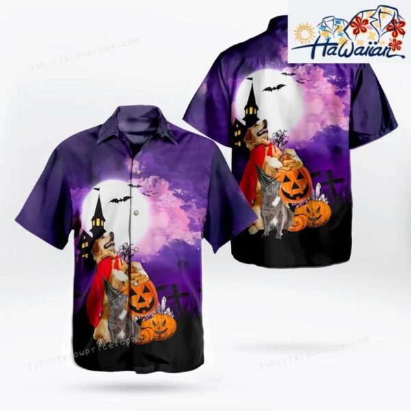 Golden Retriever Halloween Hawaiian Shirt Man
