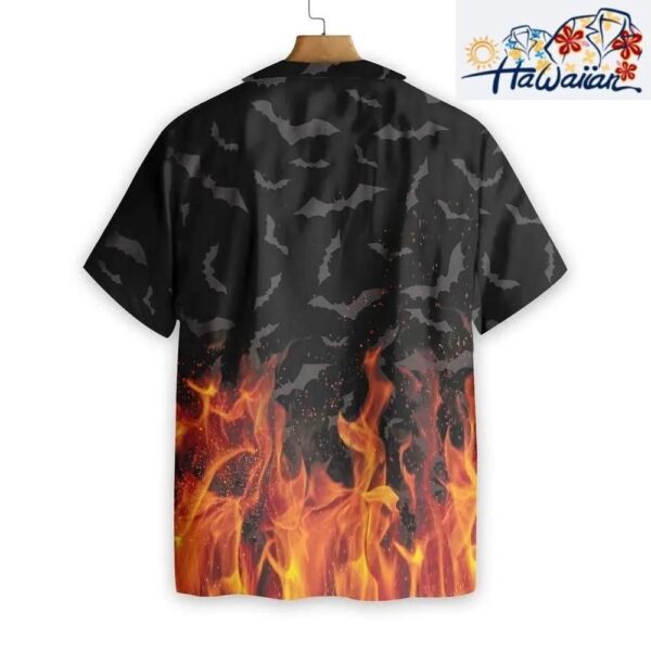 Halloween Firefighter With fire and Bat Hawaiian Shirt