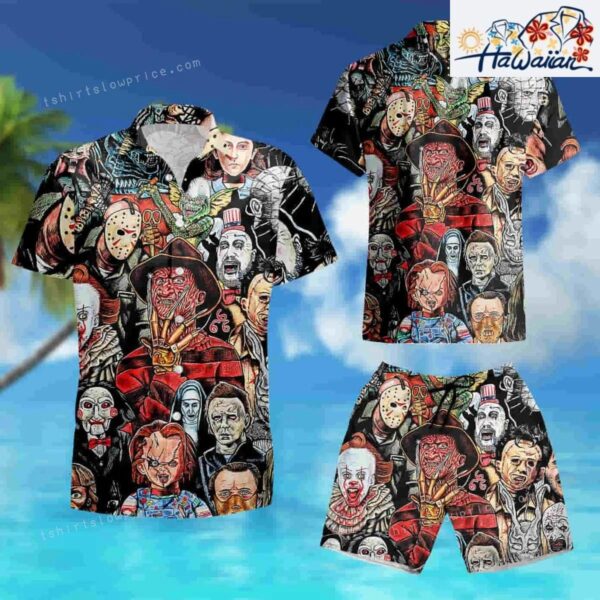 Horror Movie Characters Halloween Hawaiian Shirt And Short