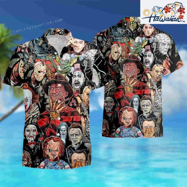 Horror Movie Characters Halloween Hawaiian Shirt And Short
