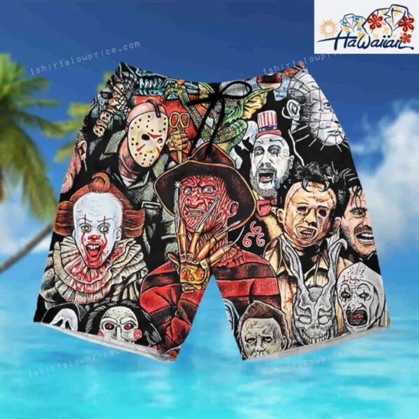 Horror Movie Characters Halloween Hawaiian Shirt And Short