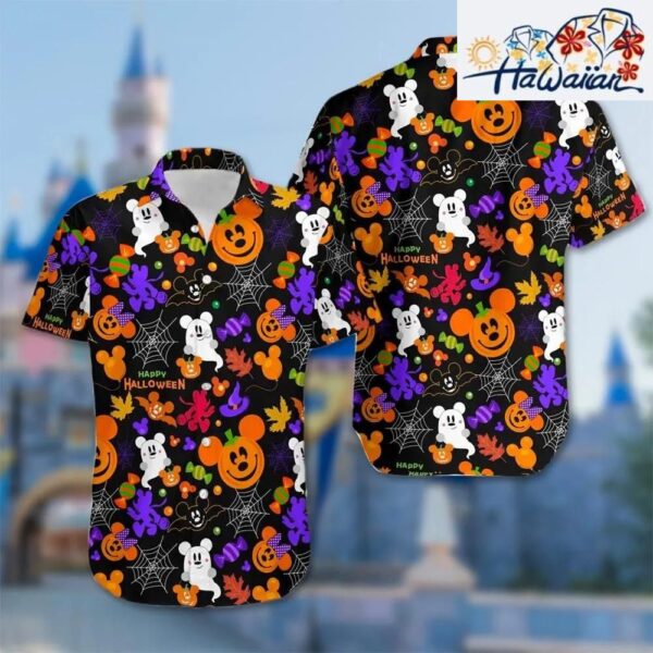 Mickey Mouse Pumpkin Hawaiian Shirt Mickey Mouse Halloween Hawaii Shirt Trick or Treat Button Up Shirt Horror Magic Kingdom Gift T shirts Low Price 1