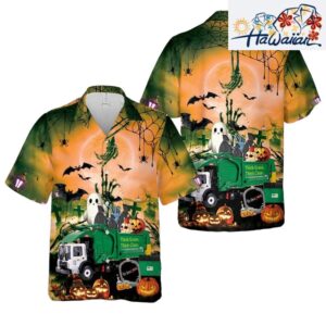 Waste Management Truck Halloween Cheap Hawaiian Shirt T shirts Low Price 1