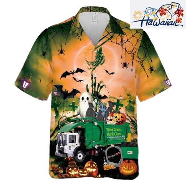 Waste Management Truck Halloween Cheap Hawaiian Shirt T shirts Low Price 2