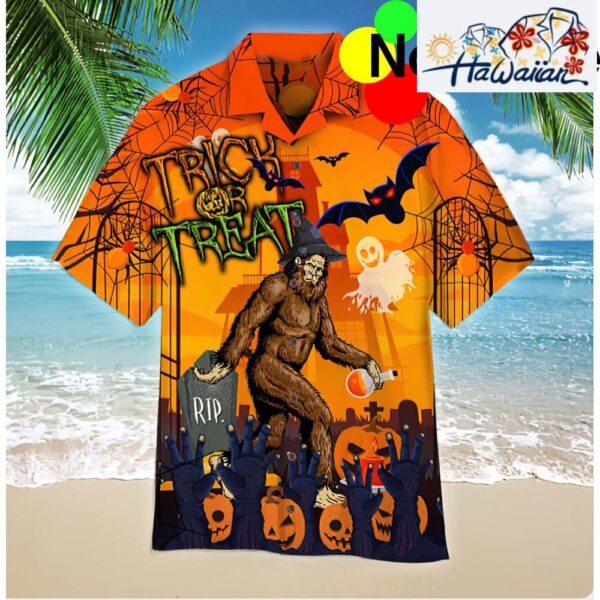 Trick Or Treat Bigfoot Halloween Hawaiian Shirt Nouvette 1