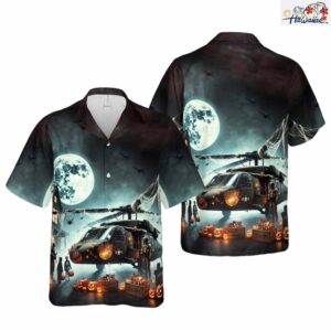 US Army Helicopter Halloween Hawaiian Shirt Nouvette 1
