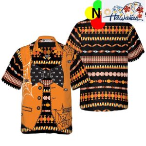 Halloween Candy Man Black And Orange Hawaiian Shirt Nouvette 1