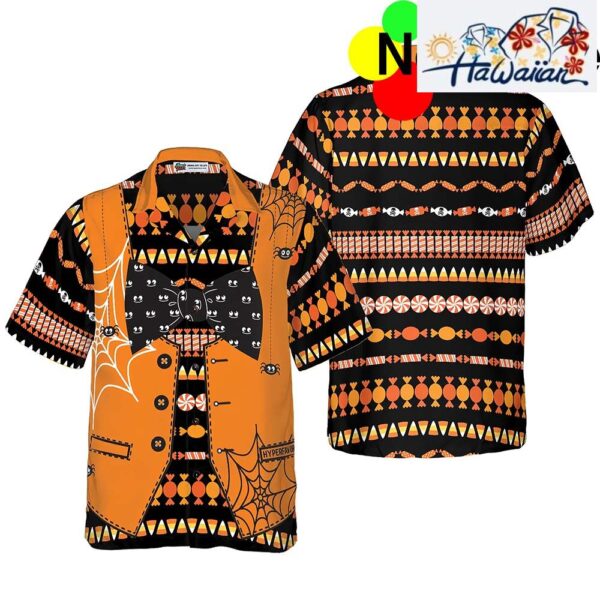 Halloween Candy Man Black And Orange Hawaiian Shirt Nouvette 1