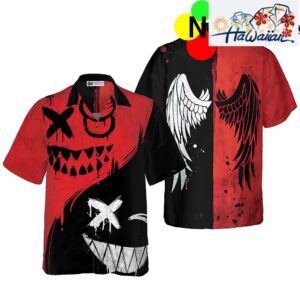 Halloween Evil Smile Red And Black Hawaiian Shirt Nouvette 1