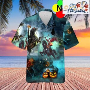 Headless Horseman Halloween Pumpkin Hawaiian Shirt Nouvette 1