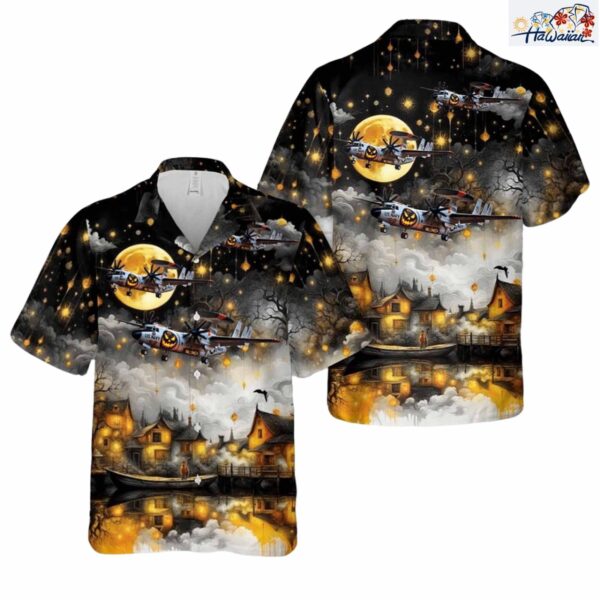 US Navy Northrop Grumman E 2 Hawkeye Halloween Hawaiian Shirt Nouvette 1
