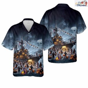 US Navy Ships Halloween Hawaiian Shirt Nouvette 1